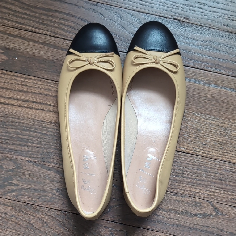 French Sole Cap Toe Leather Flats